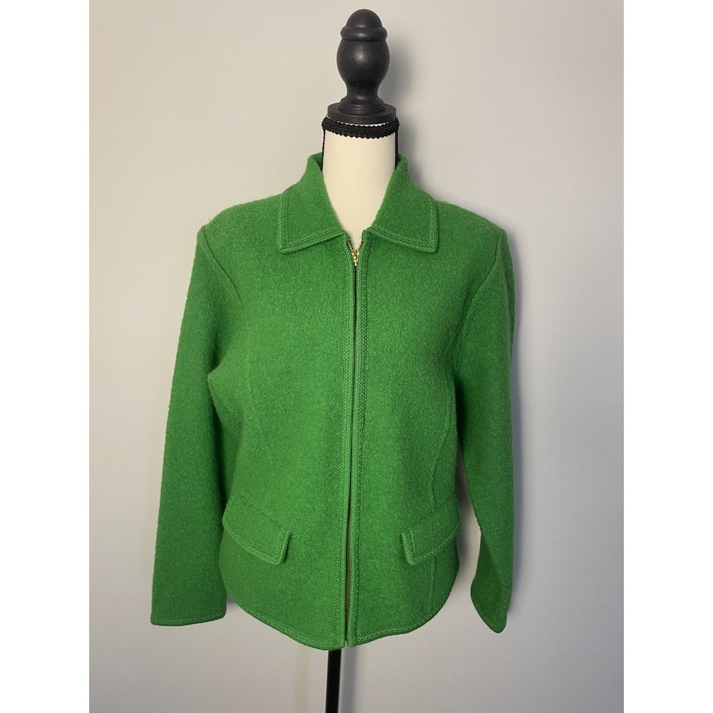 VTG Lisa International 100% Boiled Wool Jacket/Blazer. Medium. Lime Green.